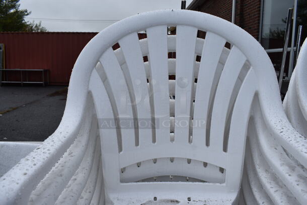 10 BRAND NEW SCRATCH AND DENT! Grosfillex 49092004 / US092004 Pacific White Fanback Stacking Resin Armchair. 23x21x35.5. 10 Times Your Bid! - Image 3 of 5