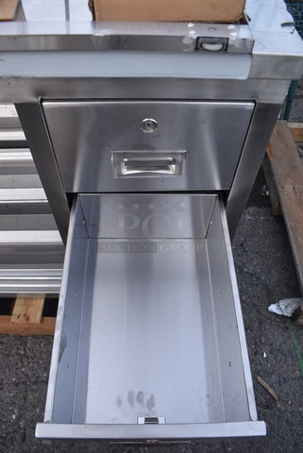 BRAND NEW SCRATCH AND DENT! Regency 600EBT2472R Stainless Steel Commercial 24" x 72" 16 Gauge Type 304 Enclosed Base Sliding Door Table with Drawers - Image 6 of 10