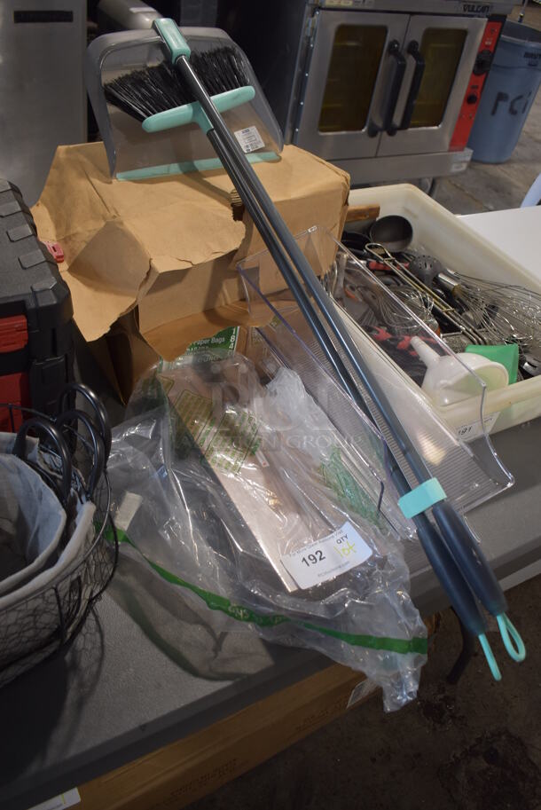 ALL ONE MONEY! Lot of Various Items Including Poly Bins, Broom and Brown Paper Bags - Image 2 of 2
