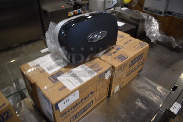4 BRAND NEW IN BOX! Georgia Pacific Black Poly Toilet Paper Dispensers. 4 Times Your Bid! - Image 2 of 5