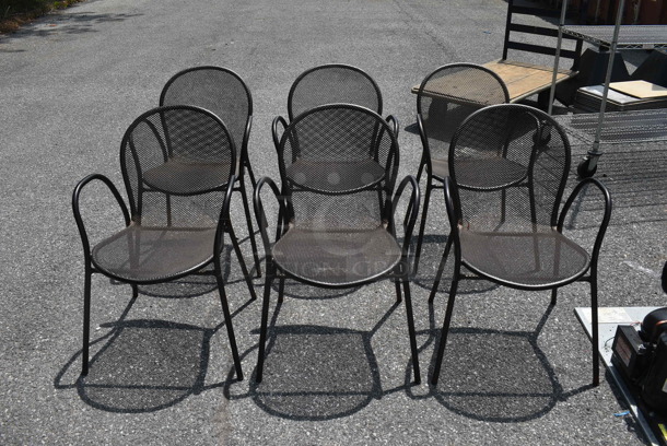 6 Black Stackable Patio Mesh Chairs. Condition May Vary. 6 Times Your Bid! 
