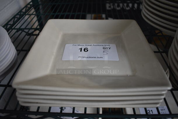 5 White Ceramic Square Plates. 8.5x8.5x1. 5 Times Your Bid!