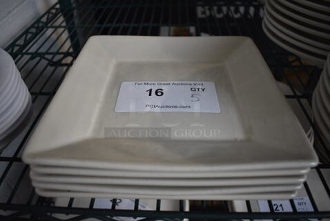 5 White Ceramic Square Plates. 8.5x8.5x1. 5 Times Your Bid!