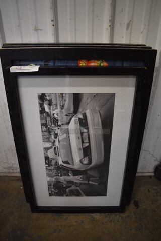 4 Various Framed Pictures. 19.5x1.5x29.5, 23x1.5x32. 4 Times Your Bid!