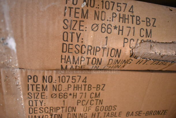 PALLET LOT of 34 BRAND NEW IN BOX! BFM Seating Items; 4 PHH3636BZ-TOP Hampton Outdoor Patio Tabletop, 36" x 36", Aluminum Frame, Bronze Finish; No Base. 30 PHHTB-BZ Hampton Table Base, Dining Height, Cross Base, Powder Coated Aluminum, Bronze Finish. 34 Times Your Bid! - Image 6 of 6