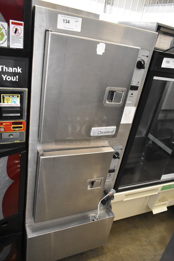 2015 Cleveland 24CGA10.2 Gemini Stainless Steel Commercial Natural Gas Powered Double Deck Steam Cabinet. 72,000 BTU.  - Image 1 of 5