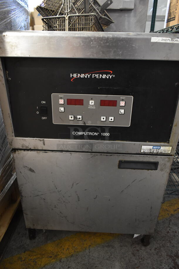 Henny Penny OFG-341 Stainless Steel Commercial Floor Style Natural Gas Powered Deep Fat Fryer w/ 2 Metal Fry Baskets. 80,000 BTU.  - Image 4 of 7