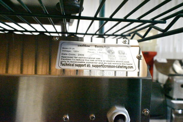 BRAND NEW SCRATCH AND DENT! 2023 Crosson CF-13 Stainless Steel Commercial Countertop Electric Powered 2 Bay Fryer w/ 2 Metal Fry Baskets. 120 Volts, 1 Phase. - Image 8 of 9