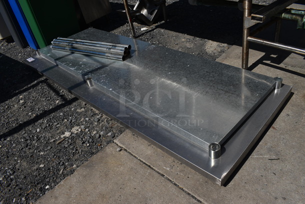 Stainless Steel Tabletop, Metal Under Shelf and 6 Legs. 84x30x36