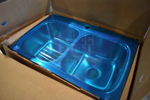 BRAND NEW IN BOX! Kohler 5267-1-NA Stainless Steel Double Equal Drop In Sink. 33x20x9. Bays 14.5x15.5x9 - Image 3 of 6