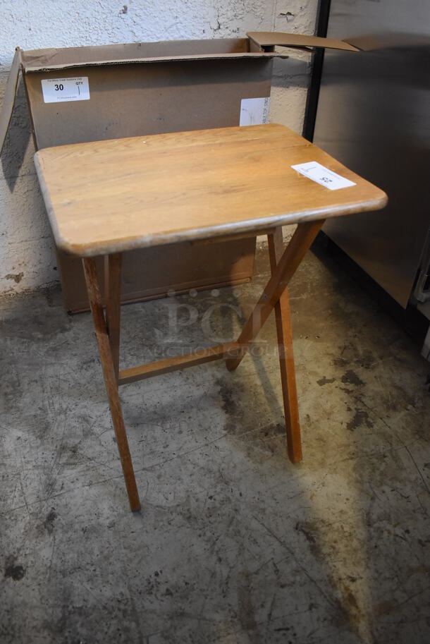 Wooden Folding Serving Table. 19x14x25 - Image 2 of 4