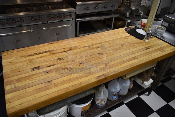 Stainless Steel Commercial Table w/ Butcher Block Tabletop, Drawer and Under Shelf.  Does Not Include Contents. (kitchen) - Image 3 of 5