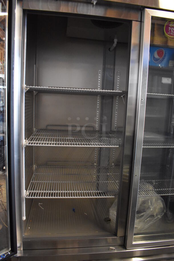 BRAND NEW SCRATCH AND DENT! Arctic Air AGR49 Stainless Steel Commercial 2 Door Reach In Cooler Merchandiser w/ Poly Coated Racks. 115 Volts, 1 Phase. Tested and Working! - Image 3 of 7