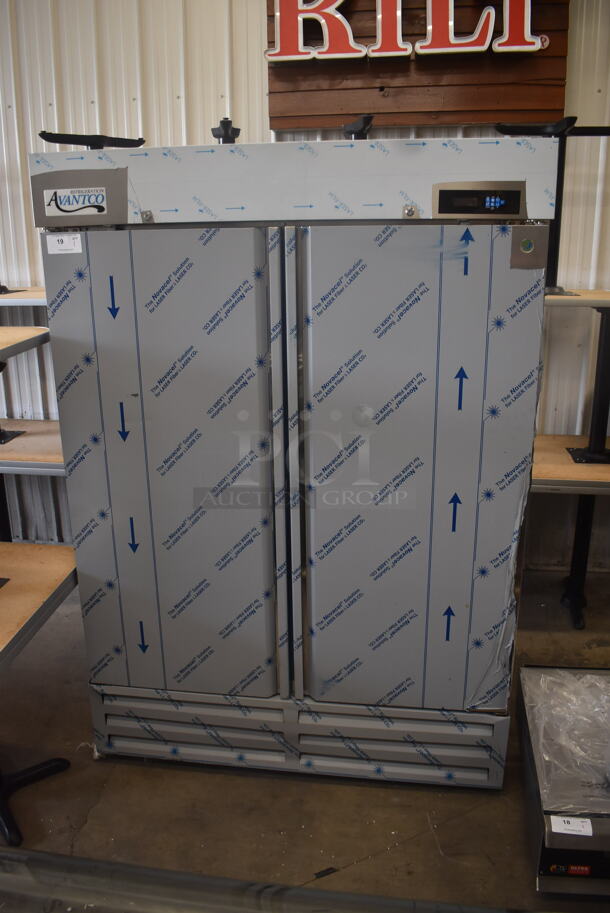 SCRATCH AND DENT! 2023 Avantco A Plus AP-49F 55 1/4" Stainless Steel Solid Door Reach-In Freezer. 115 Volts 1 Phase. Tested and Powers On But Does Not Get Cold - Image 1 of 6