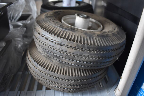 ALL ONE MONEY! Lot of 4 4.10/3.50-4 Tires. 10x3.5x10 - Image 2 of 4