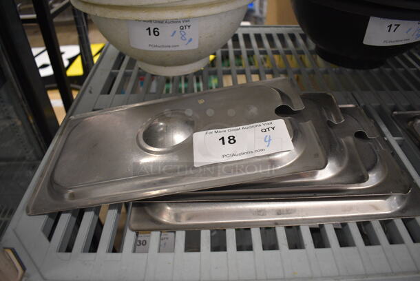 4 Stainless Steel 1/3 Size Drop In Bin Lids. 4 Times Your Bid!