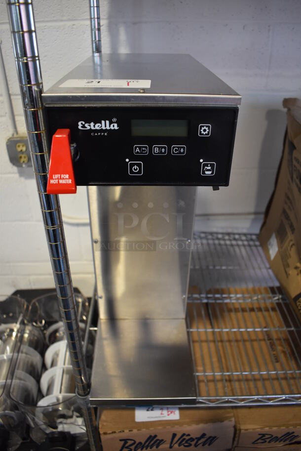 Estella AIA0DAF Stainless Steel Commercial Countertop Coffee Machine w/ Hot Water Dispenser. 120 Volts, 1 Phase. 8x21x22