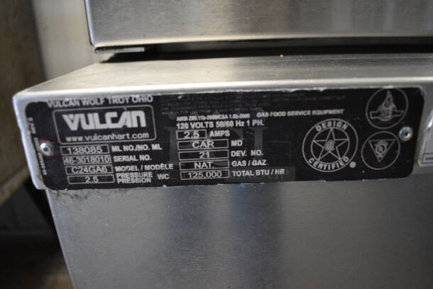 Vulcan C24GA10 Stainless Steel Commercial Floor Style Natural Gas Powered Double Deck Steam Cabinet. 125,000 BTU. 24x36x74. Tested and Working! - Image 4 of 8