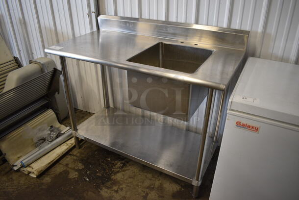 Stainless Steel Commercial Table w/ Sink Basin, Back Splash and Under Shelf. 48x24x40. Bay 16x18x12 - Image 3 of 6