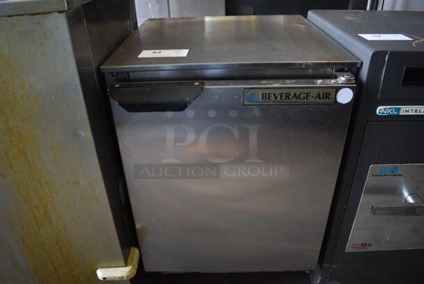 Beverage Air Model UCR20Y-23 Stainless Steel Commercial Single Door Undercounter Cooler on Commercial Casters. 115 Volts, 1 Phase. 20x22x28. Tested and Working!