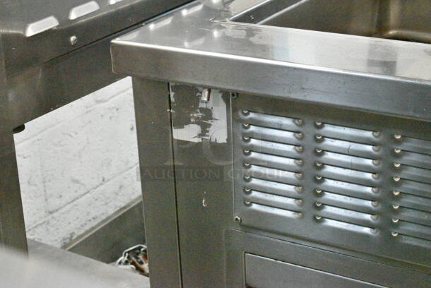 Stainless Steel Commercial Floor Style 4 Bay Steam Table w/ Sneeze Guard on Commercial Casters. Tested and Working! - Image 12 of 12
