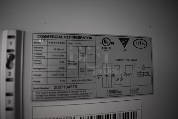 IDW G-45-C-3-3-N-B-4 Metal Commercial 2 Door Reach In Cooler Merchandiser w/ Poly Coated Racks on Commercial Casters. 115 Volts, 1 Phase. 51x30x82. Tested and Working! - Image 5 of 5