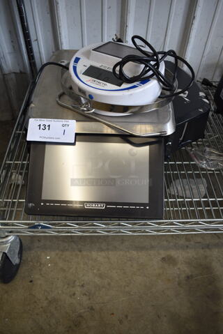 Hobart HTi Stainless Steel Commercial Countertop Scale w/ Detecto SCS30 30 Pound Capacity Scale. 120/208-240 Volts, 1 Phase. 