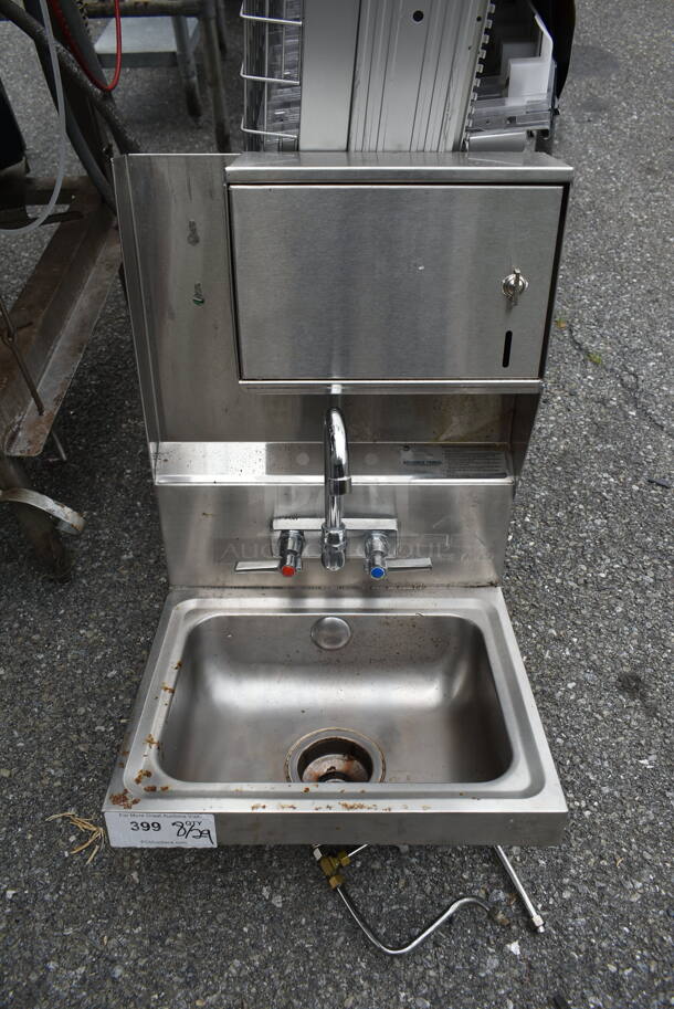 Stainless Steel Commercial Single Bay Wall Mount Sink w/ Faucet, Handles and Cabinet. - Image 1 of 8