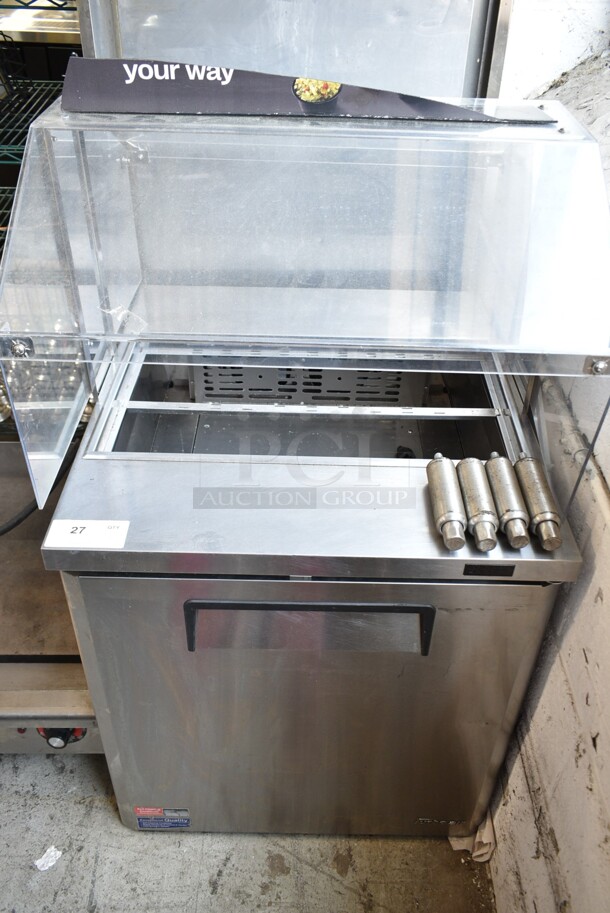 Turbo Air MST-28-N-711S Stainless Steel Commercial Prep Table w/ Clear Sneeze Guard. 115 Volts, 1 Phase. Tested and Powers On But Does Not Get Cold - Image 1 of 6