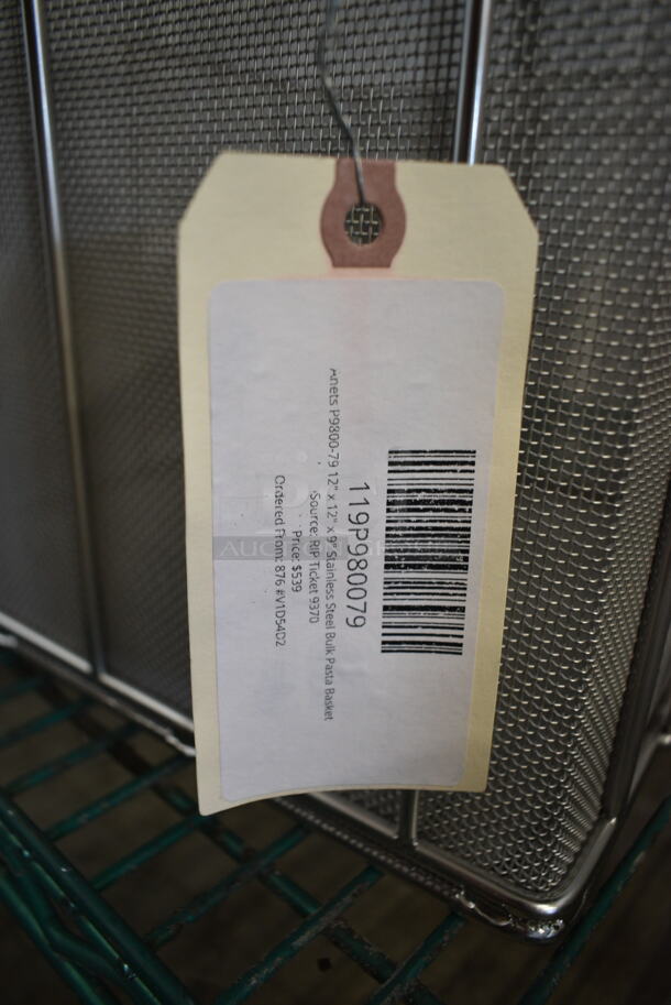 2 BRAND NEW SCRATCH AND DENT! Metal Baskets Including 119P980009 Anets P9800-09 13 3/4" x 12 1/4" x 5 1/2" Full Size Fryer Basket with Front Hook and 119P980079 Anets P9800-79 12" x 12" x 9" Stainless Steel Bulk Pasta Basket. 2 Times Your Bid! - Image 6 of 6