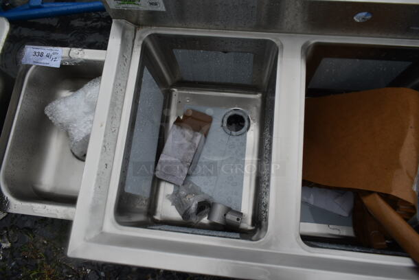 BRAND NEW SCRATCH AND DENT! Regency 600B3101413R Stainless Steel 3 Bowl Underbar Sink with Drainboard. Bays 10x14. Drain Boards 10x15 - Image 5 of 8
