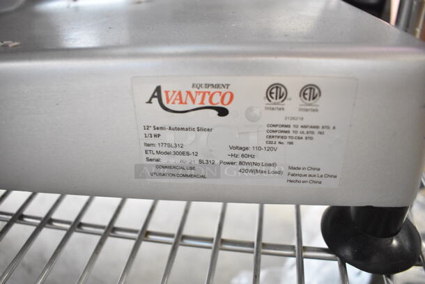 Avantco 177SL312 Stainless Steel Commercial Countertop Meat Slicer w/ Blade Sharpener. 110-120 Volts, 1 Phase. Tested and Working! - Image 8 of 8