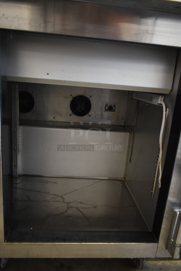 2016 Leader ESLM72S/C Stainless Steel Commercial Sandwich Salad Prep Table Bain Marie Mega Top on Commercial Casters. 115 Volts, 1 Phase. Cannot Test Due To Cut Power Cord - Image 10 of 10