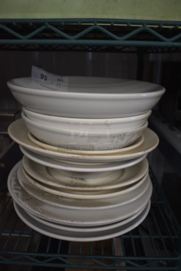 ALL ONE MONEY! Lot of 13 White Ceramic Dishes. Includes 12x12x2