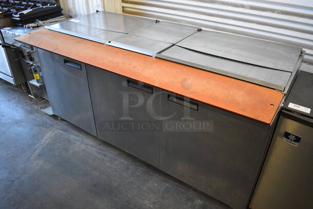 2017 Delfield Model 4472N-30M-M479 Stainless Steel Commercial Prep Table w/ Cutting Board on Commercial Casters. 115 Volts, 1 Phase. 72x32x37. Tested and Working!