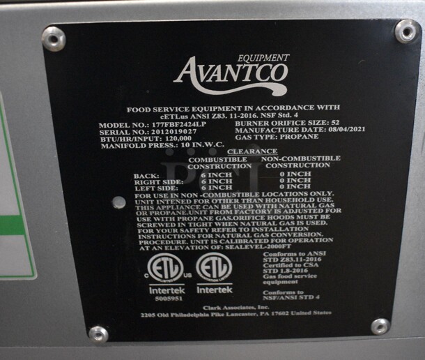 2021 Avantco 177FBF2424LP Stainless Steel Commercial Propane Gas Powered 170 Pound Capacity Funnel Cake / Donut Fryer. Used a Few Times at Trade Show. 120,000 BTU. 30x41x58. Tested and Working! - Image 4 of 8