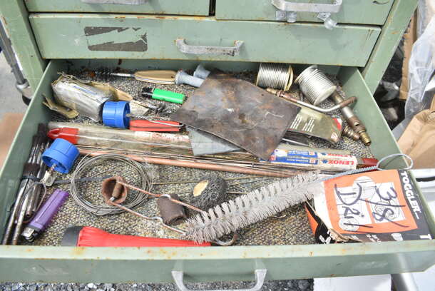Green Metal 9 Drawer Cabinet w/ Contents.  - Image 8 of 11