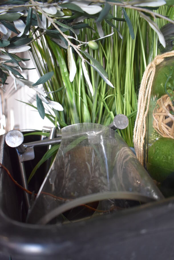 ALL ONE MONEY! Tier Lot of Various Items Including Fake Plants, Racks and Chalkboard - Image 5 of 9