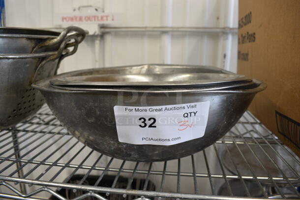 3 Various Metal Bowls. Includes 13x13x4. 3 Times Your Bid!