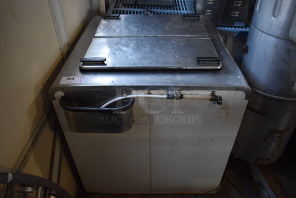 Stainless Steel Commercial Chest Freezer w/ Center Hinge Lid. 31x31x33. Tested and Does Not Power On