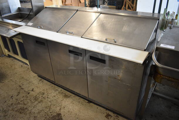 Delfield Stainless Steel Commercial Sandwich Salad Prep Table Bain Marie Mega Top on Commercial Casters. 72x35x45. Tested and Working! - Image 1 of 8