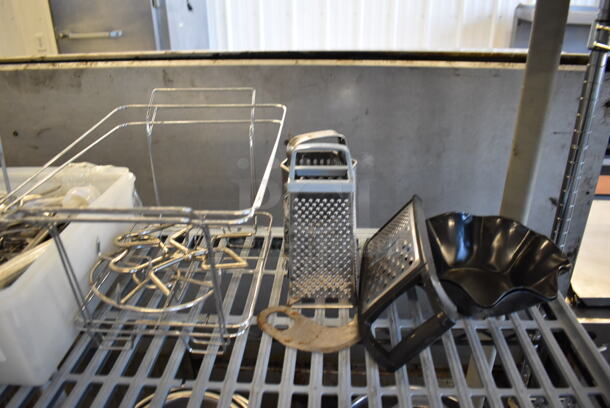 ALL ONE MONEY! Tier Lot of Various Items Including Graters, Chafing Dish Frames and Silverware - Image 4 of 4