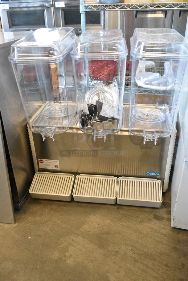 BRAND NEW SCRATCH AND DENT! Crathco D35-4 Classic Bubbler Series Triple 5 Gallon Bowl High Impact Plastic Refrigerated Beverage Dispenser. 115 Volts, 1 Phase. Tested and Powers On But Does Not Get Cold - Image 1 of 8