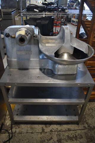 Metal Commercial Countertop Buffalo Chopper on Stainless Steel Equipment Stand w/ 2 Under Shelves. 250 Volts, 1 Phase. 32x27x44