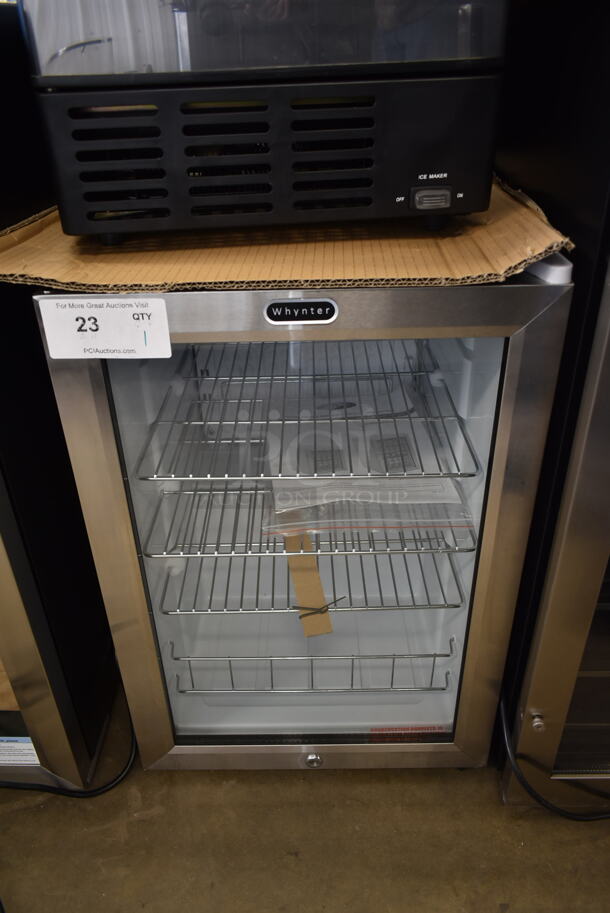 BRAND NEW SCRATCH AND DENT! Whynter BR-091WS 90-Can Beverage Refrigerator Merchandiser With Lock. 115 Volts, 1 Phase. Tested and Working!