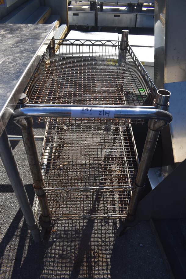 Metal 3 Tier Wire Cart on Commercial Casters. 18x34x34