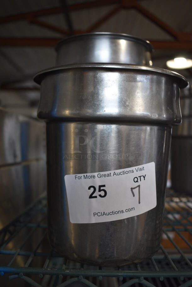 7 Stainless Steel Cylindrical Drop In Bins. 7.5x7.5x8. 7 Times Your Bid!