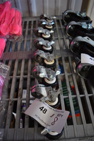 ALL ONE MONEY! Lot of 8 Commercial Casters. 3.5x2.5x4