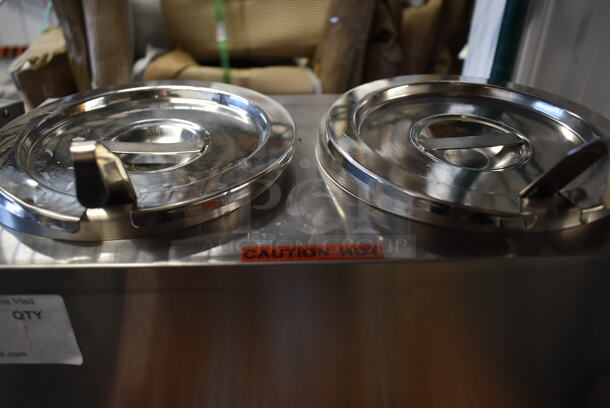 BRAND NEW SCRATCH AND DENT! Carnival King RWS35DBL Stainless Steel Commercial Double 3.5 Qt. Warmer with Lids. 120 Volts, 1 Phase. Tested and Working! - Image 4 of 6