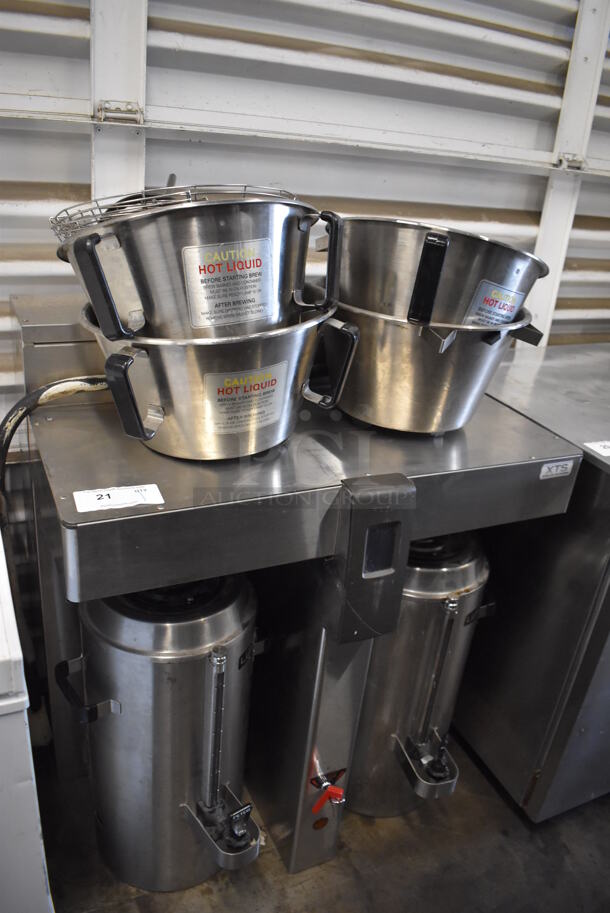 Stainless Steel Commercial Countertop Dual Coffee Machine w/ Hot Water Dispenser, 4 Stainless Steel Brew Baskets and 2 Stainless Steel Satellite Servers. 32x25x38 - Image 4 of 9